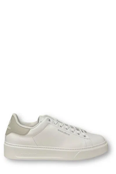Woolrich Round Toe Lace-up Sneakers In Bianco Beige