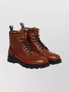Woolrich Round Toe Leather Boot With Pull Tab In Brown