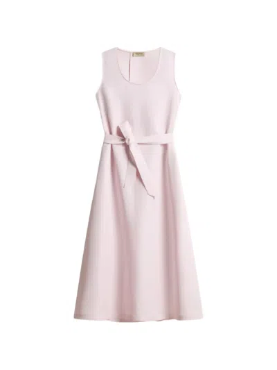 Woolrich Round-neck Belted Midi Dress In Pink