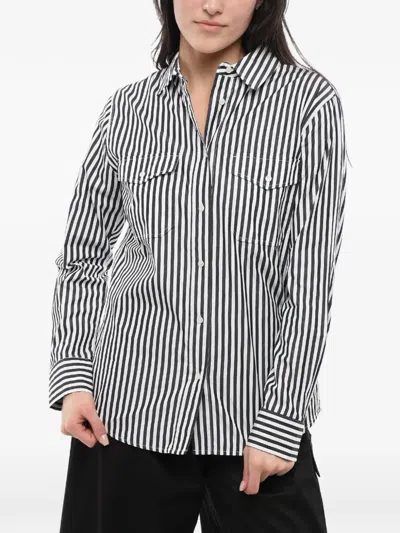 Woolrich Sahariana Striped Shirt In Black