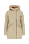 Woolrich Insulated Parka With Hood And Pockets In Brown