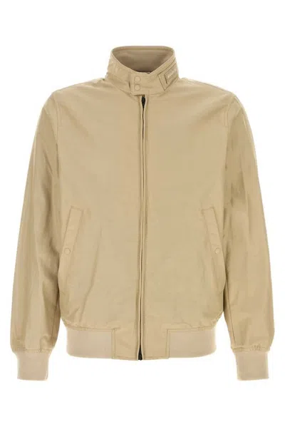 Woolrich Sand Cotton Blend Cruiser Bomber Jacket In Yellow