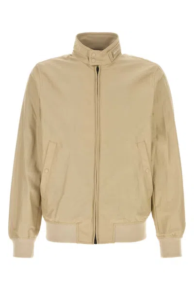 Woolrich Sand Cotton Blend Cruiser Bomber Jacket In Beige