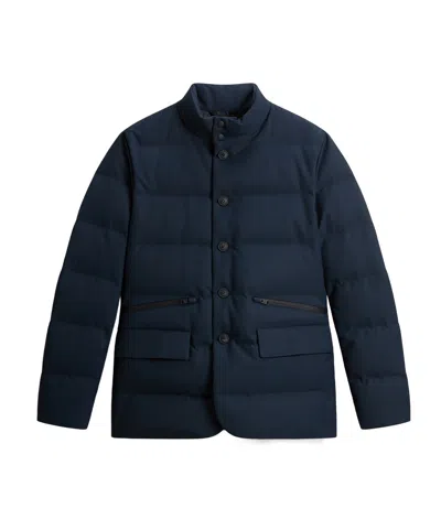 Woolrich Seam Padded Jacket In Melton Blue