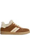 Woolrich Shearling-lining Stripe Sneakers In Brown