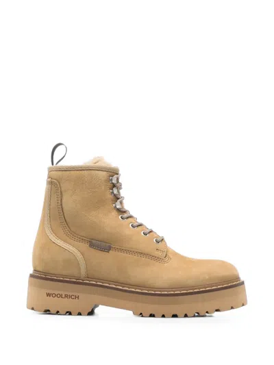 Woolrich Shearling-lined Platform Ankle Boots In Nude