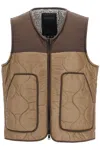 Woolrich Sleeveless Quilted Two-tone Jacket In Beige
