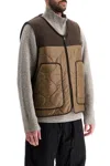 Woolrich Sleeveless Quilted Two-tone Jacket In Beige