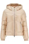 Woolrich Aliquippa Short Puffer Jacket In Beige