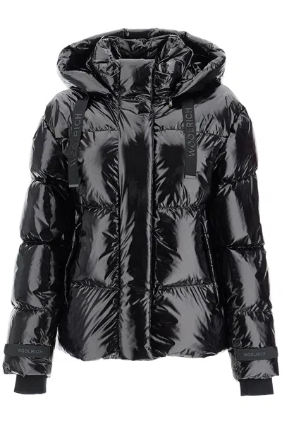 Woolrich Shiny Nylon Down Jacket In Black