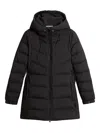 Woolrich Quilted Black Down Coat With Adjustable Hood In Black