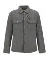 Woolrich Grey Patterned Wool Blend Overshirt With Classic Collar And Snap-button Fastening In Gray