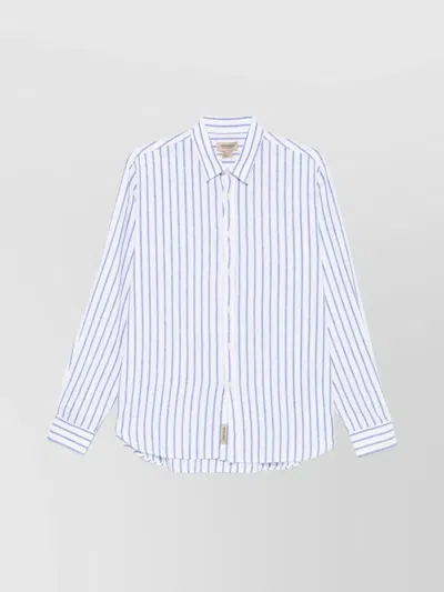 Woolrich Shirt Striped Pattern Curved Hem In White