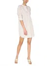 Woolrich Striped Flax Shirt Dress In Beige