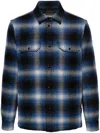 Woolrich Checked Italian Wool Blend Alaskan Padded Overshirt In Blue