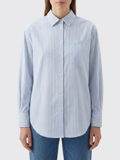 Woolrich Striped Cotton Boyfriend In Blue