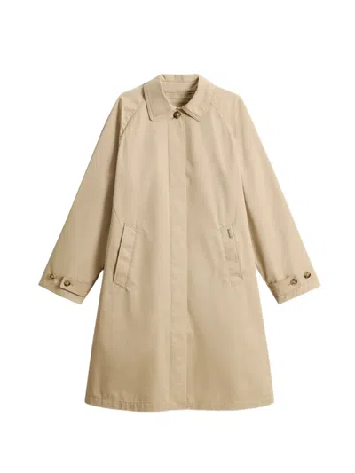 Woolrich Shirt-collar Raglan-sleeve Trench Coat In Neutral