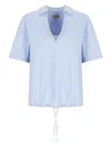 Woolrich V-neck Drawstring-hem Blouse In Blue