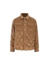 Woolrich Corduroy Quilted Chest Pockets Long Sleeves In Brown