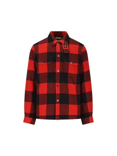 Woolrich Check-pattern Wool-blend Shirt Jacket In Red