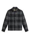 Woolrich Checked Italian Wool Blend Alaskan Padded Overshirt In Brown
