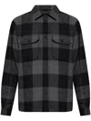 Woolrich Checked Buttoned Overshirt In Charcoal Buffalo