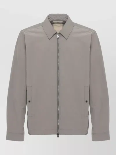 Woolrich Short Jacket Long Sleeves Point Collar Pockets In Gray
