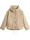 Woolrich Hooded Parka Coat Adjustable Cuffs Hem In Neutral