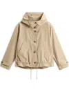Woolrich Hooded Parka Coat Adjustable Cuffs Hem In Neutral