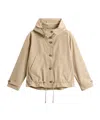 Woolrich Hooded Parka Coat Adjustable Cuffs Hem In Neutral