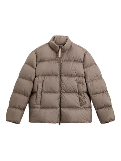 WOOLRICH SHORT PUFFER JACKET WITH HIGH COLLAR