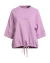 Woolrich Short Sleeve Logo Crewneck Woman Sweatshirt Lilac Size S Organic Cotton In Purple