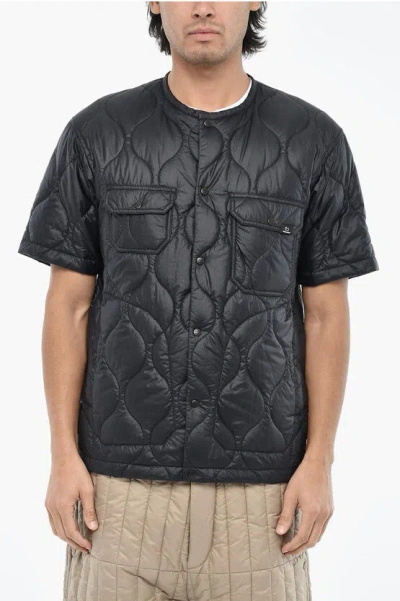 Woolrich Short Sleeve Padded And Quilted Diamond Jacket In Black