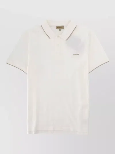 Woolrich Short Sleeve Polo Collar Men's Top In White