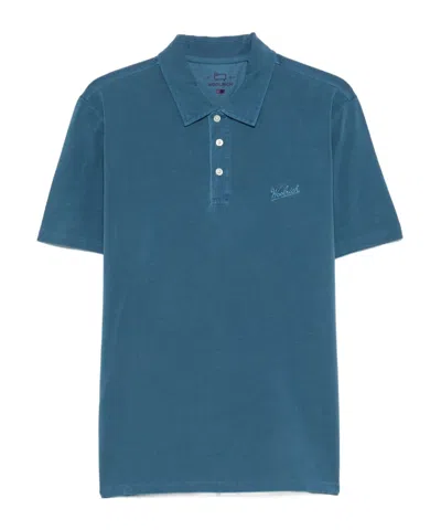 Woolrich Short Sleeve Polo Shirt In Blue
