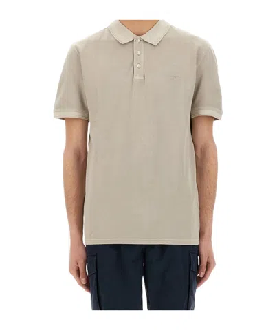 Woolrich Short Sleeve Polo Shirt In Beige