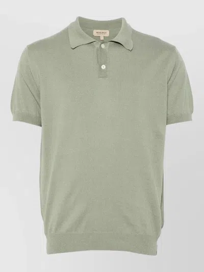 Woolrich Short Sleeve Polo Shirt Ribbed Collar Hem In Green