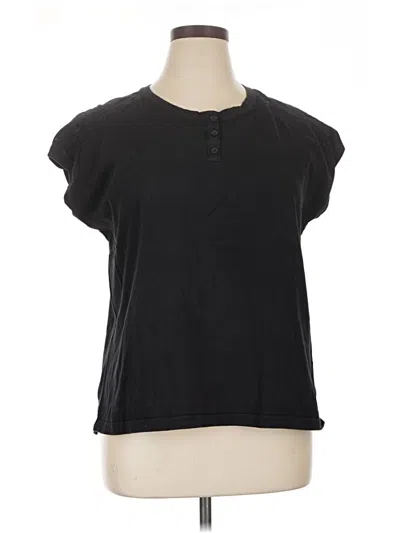 Pre-owned Woolrich Short Sleeve Top Black Keyhole Neckline Tops