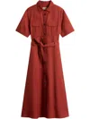 Woolrich Short-sleeved Midi Dress In Orange