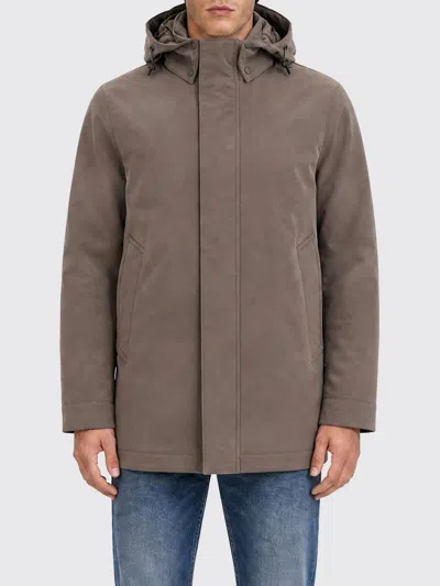 Woolrich Short Waterproof Softshell Parka Padded With Down In Brown