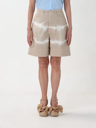 Woolrich Tie-dye High-waisted Shorts In Beige