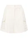 Woolrich Lightweight Linen Viscose Shorts Pockets In Bianco