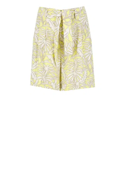 Woolrich Leaf-print Pleated Shorts In Sunny Lemon Flower