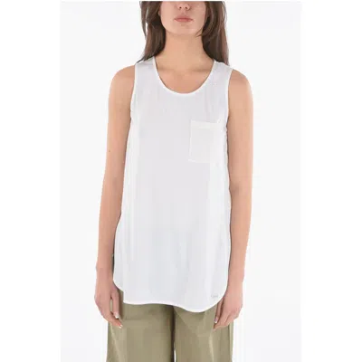 Woolrich Side Splits Oversized Top With Breast Pocket In White