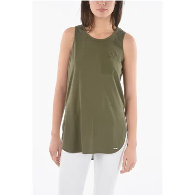 Woolrich Side Splits Oversized Top With Breast Pocket In Green