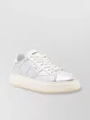 Woolrich Silver Leather Platform Sneakers With Metallic Finish