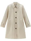 Woolrich Single-breasted Cotton Coat In Neutrals
