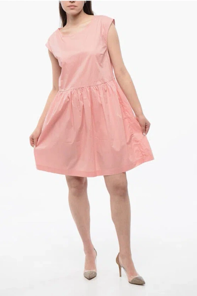 Woolrich Sleeveless Popeline Cotton Dress In Pink