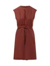 Woolrich Belted Poplin Dress In Red