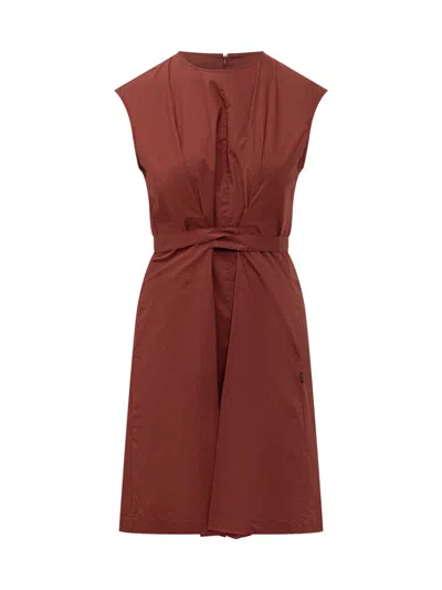 Woolrich Belted Poplin Dress In Red